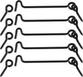 【5本セット】キャビンフック 4インチ (約10cm) あおり止め 金具 ドアフック 固定金具 木造用 門扉 窓 扉 ゲート ガレージ 室内用 防風 盗難防止 ネジ付き ブラック 炭素鋼製