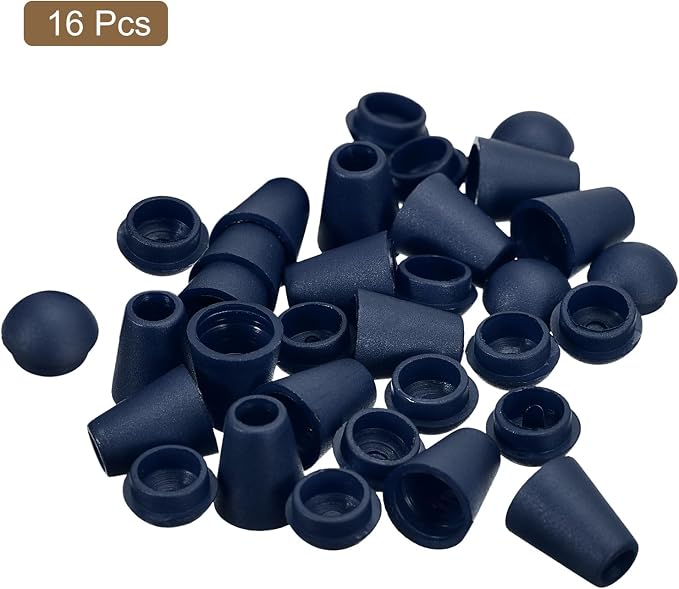 【16個セット】 コードストッパー ベル型 紐止め コードエンド 調整用 プラスチック製 直径5mm対応 紛失防止・DIY・衣類・バックパック用 留め具 ネイビーブルー