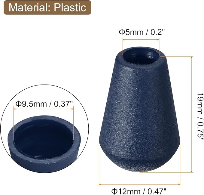 【16個セット】 コードストッパー ベル型 紐止め コードエンド 調整用 プラスチック製 直径5mm対応 紛失防止・DIY・衣類・バックパック用 留め具 ネイビーブルー